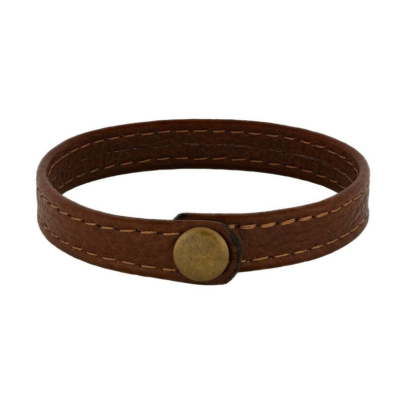 Son of Noa herrearmbånd i brun kalveskind med stålknap 19–23 cm
